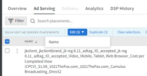 Bulk Edit Server Placements toolbar