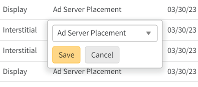 Edit an ad server placement