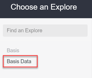 Explore modal with Basis Data selected