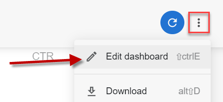 Dashboard options with Edit dashboard highlighted