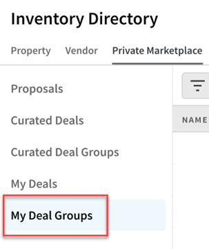 The My Deal Groups button on the Private Marketplace tab