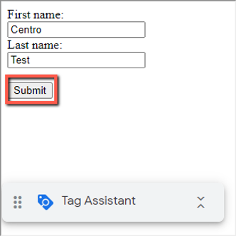 The iframe form's Submit button, which is highlighted with a red border
