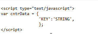Example of tag code with data for key and string. 