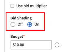 General tab showing bid shading turned on. 