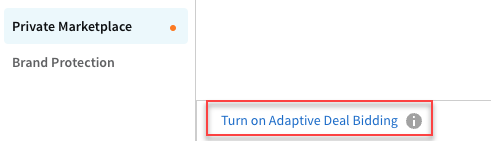 Private Marketplace tab in Tactic Editor with adaptive bidding option highlighted